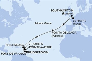 MSC Virtuosa - Velká Británie, Francie, Portugalsko, Nizozemské Antily, Antigua a Barbuda, ... (ze Southamptonu)