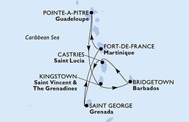 MSC Virtuosa - Guadeloupe, Sv.Vincenc a Grenadiny, Barbados, Sv.Lucie, Grenada, ... (Pointe-a-Pitre)