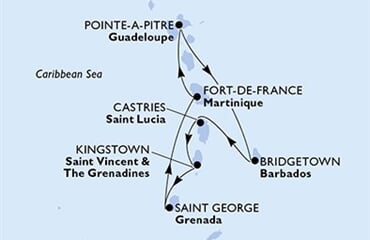 MSC Virtuosa - Martinik, Guadeloupe, Barbados, Sv.Lucie, Sv.Vincenc a Grenadiny, ... (Fort-de-France)