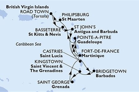 MSC Virtuosa - Barbados, Sv.Vincenc a Grenadiny, Grenada, Sv.Lucie, Martinik, ... (Bridgetown)