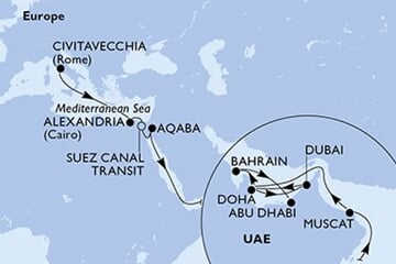 MSC EURIBIA - Itálie, Egypt, Jordánsko, Omán, Katar, ... (z Civitavecchie)