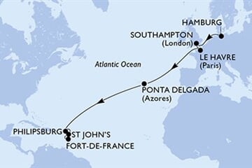 MSC VIRTUOSA - Německo, Velká Británie, Francie, Portugalsko, Nizozemské Antily, ... (Hamburk)