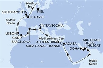 MSC Euribia - Arabské emiráty, Katar, Omán, Jordánsko, Egypt, ... (z Dubaje)