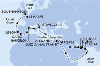MSC Euribia - Arabské emiráty, Katar, Omán, Jordánsko, Egypt, ... (z Dubaje)