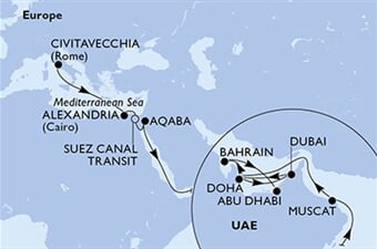 MSC Euribia - Itálie, Egypt, Jordánsko, Omán, Katar, ... (z Civitavecchie)