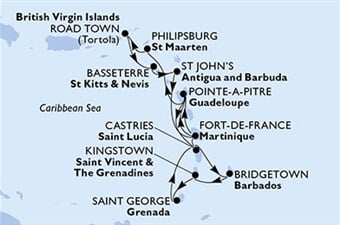 MSC Virtuosa - Barbados, Sv.Vincenc a Grenadiny, Grenada, Sv.Lucie, Martinik, ... (Bridgetown)