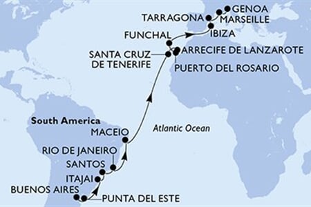 MSC Splendida - Argentina, Uruguay, Brazílie, Španělsko, Portugalsko, ... (Buenos Aires)