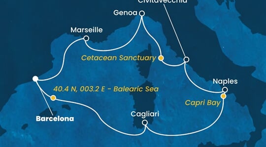 Costa Smeralda - Španělsko, Itálie, Francie (z Barcelony)