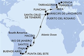 MSC Splendida - Argentina, Uruguay, Brazílie, Španělsko, Portugalsko, ... (Buenos Aires)