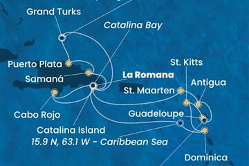 Costa Fascinosa - Dominikán.rep., Turks a Caicos, Dominika, Nizozemské Antily (z La Romana)