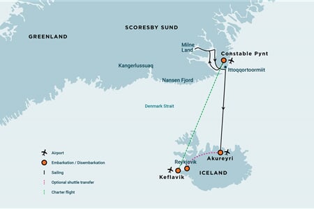 East Greenland - Scoresby Sund - Iceland, Aurora Borealis, Fly & Sail (s/v Rembrandt van Rijn)