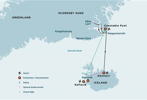 East Greenland - Scoresby Sund - Iceland, Aurora Borealis, Fly & Sail (s/v Rembrandt van Rijn)