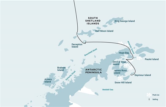 Trasa plavby Oceanwide Expedition OW-OTL22-25