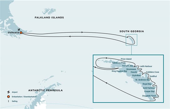 Trasa plavby Oceanwide Expedition OW-PLA22-25