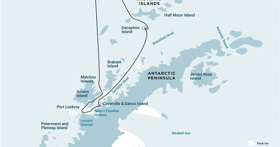 Trasa plavby Oceanwide Expedition OW-HDS22-25