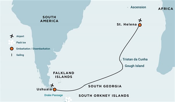 Trasa plavby Oceanwide Expedition OW-PLA32-26