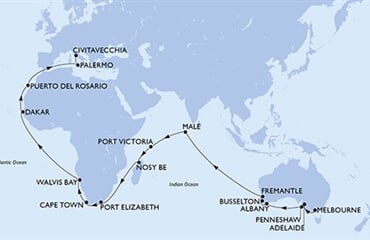 MSC Magnifica - Austrálie, Maledivy, Seychely, Madagaskar, Jihoafrická r., ... (Melbourne)