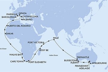 MSC MAGNIFICA - Austrálie, Maledivy, Seychely, Madagaskar, Jihoafrická r., ... (Melbourne)