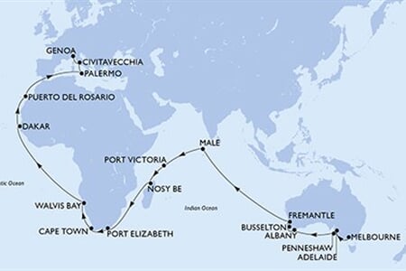 MSC MAGNIFICA - Austrálie, Maledivy, Seychely, Madagaskar, Jihoafrická r., ... (Melbourne)