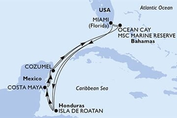 MSC WORLD AMERICA - Amerikai Egyesült Államok, Honduras, Mexikó, Bahamaszigetek (a Miami-ből)