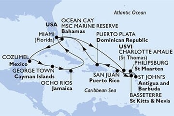 MSC DIVINA - Amerikai Egyesült Államok, Amerikai Egyesült Államok, Saint Kitts és Nevis, Holland Antillák, Antigua és Barbuda, ... (a Miami-ből)
