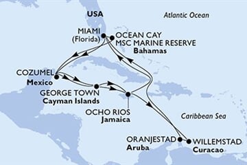 MSC DIVINA - Amerikai Egyesült Államok, Mexikó, Kajmán-szigetek, Jamaica, Aruba, ... (a Miami-ből)