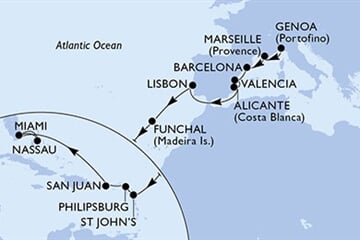 MSC DIVINA - Olaszország, Franciaország, Spanyolország, Portúgalia, Antigua és Barbuda, ... (a Genova-ből)