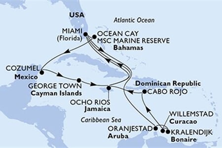 MSC DIVINA - Amerikai Egyesült Államok, Aruba, Dominikai Köztársaság, Jamaica, Bahamaszigetek, ... (a Miami-ből)