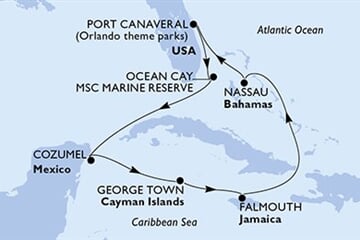MSC GRANDIOSA - Amerikai Egyesült Államok, Bahamaszigetek, Mexikó, Kajmán-szigetek, Jamaica (a Port Canaveral-ből)