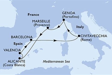 MSC MAGNIFICA - Spanyolország, Olaszország, Franciaország (a Barcelona-ből)