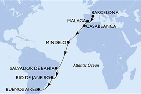 MSC MAGNIFICA - Spanyolország, Marokkó, Zöld-Fok, Brazília, Argentína (a Barcelona-ből)