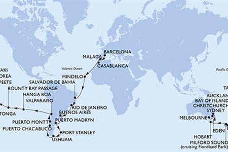 MSC MAGNIFICA - Spanyolország, Marokkó, Zöld-Fok, Brazília, Argentína, ... (a Barcelona-ből)