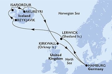 MSC PREZIOSA - Németország, Nagy-Britannia, Izland (a Hamburg-ból)