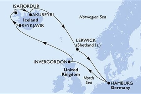 MSC PREZIOSA - Németország, Nagy-Britannia, Izland (a Hamburg-ból)