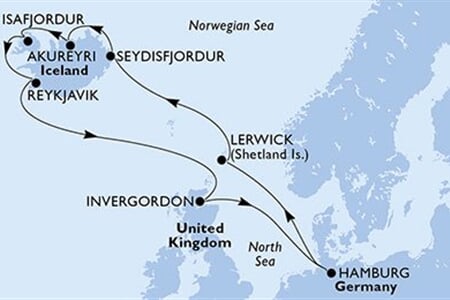 MSC PREZIOSA - Németország, Nagy-Britannia, Izland (a Hamburg-ból)