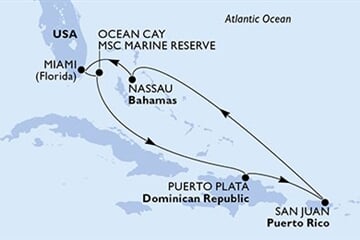 MSC SEASIDE - Amerikai Egyesült Államok, Bahamaszigetek, Dominikai Köztársaság, Puerto Rico (a Miami-ből)