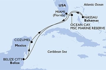 MSC SEASIDE - Amerikai Egyesült Államok, Belize, Mexikó, Bahamaszigetek (a Miami-ből)