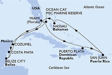 MSC SEASIDE - Amerikai Egyesült Államok, Bahamaszigetek, Mexikó, Belize, Dominikai Köztársaság, ... (a Miami-ből)