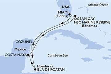 MSC SEASIDE - Amerikai Egyesült Államok, Mexikó, Honduras, Bahamaszigetek (a Miami-ből)