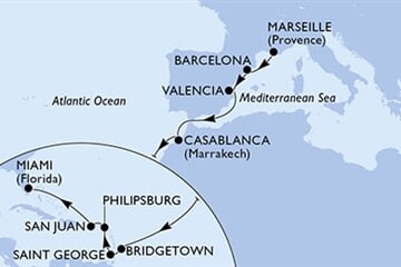 MSC SEASIDE - Franciaország, Spanyolország, Marokkó, Barbados, Grenada, ... (a Marseille-ből)