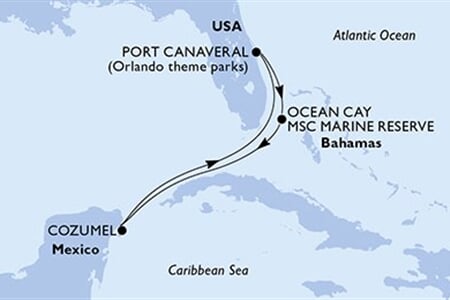 MSC SEASHORE - Amerikai Egyesült Államok, Bahamaszigetek, Mexikó (a Port Canaveral-ből)