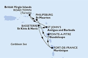 MSC VIRTUOSA - Martinique, Guadeloupe, Holland Antillák, Brit Virgin-szigetek, Antigua és Barbuda, ... (a Fort-de-France-ből)