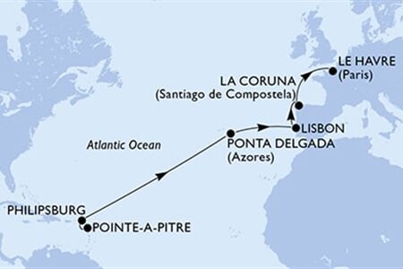 MSC VIRTUOSA - Guadeloupe, Holland Antillák, Portúgalia, Spanyolország, Franciaország (a Pointe-a-Pitre-ből)