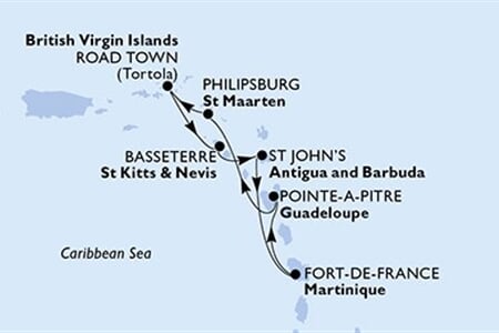 MSC VIRTUOSA - Martinique, Guadeloupe, Holland Antillák, Brit Virgin-szigetek, Saint Kitts és Nevis, ... (a Fort-de-France-ből)