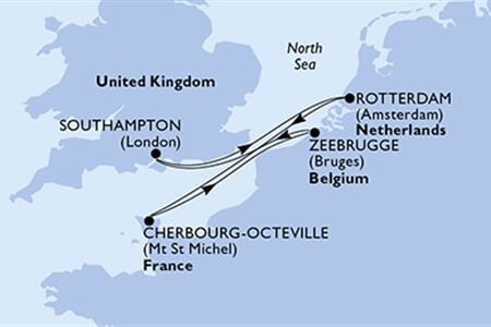 MSC VIRTUOSA - Nagy-Britannia, Hollandia, Franciaország, Belgium (a Southampton-ból)