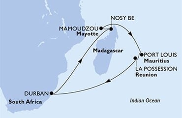 MSC Opera - Jihoafrická r., Madagaskar, Mayotte, Mauritius, Réunion (Durban)