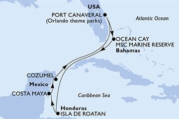 MSC SEASHORE - USA, Bahamy, Honduras, Mexiko (z Port Canaveralu)