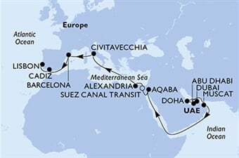 MSC Euribia - Arabské emiráty, Katar, Omán, Jordánsko, Egypt, ... (z Dubaje)