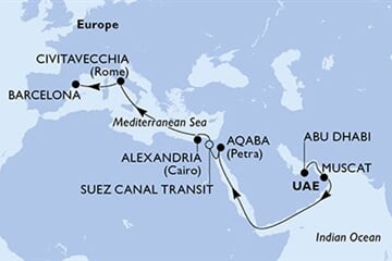 MSC Euribia - Arabské emiráty, Omán, Jordánsko, Egypt, Itálie, ... (z Abú Dhabí)