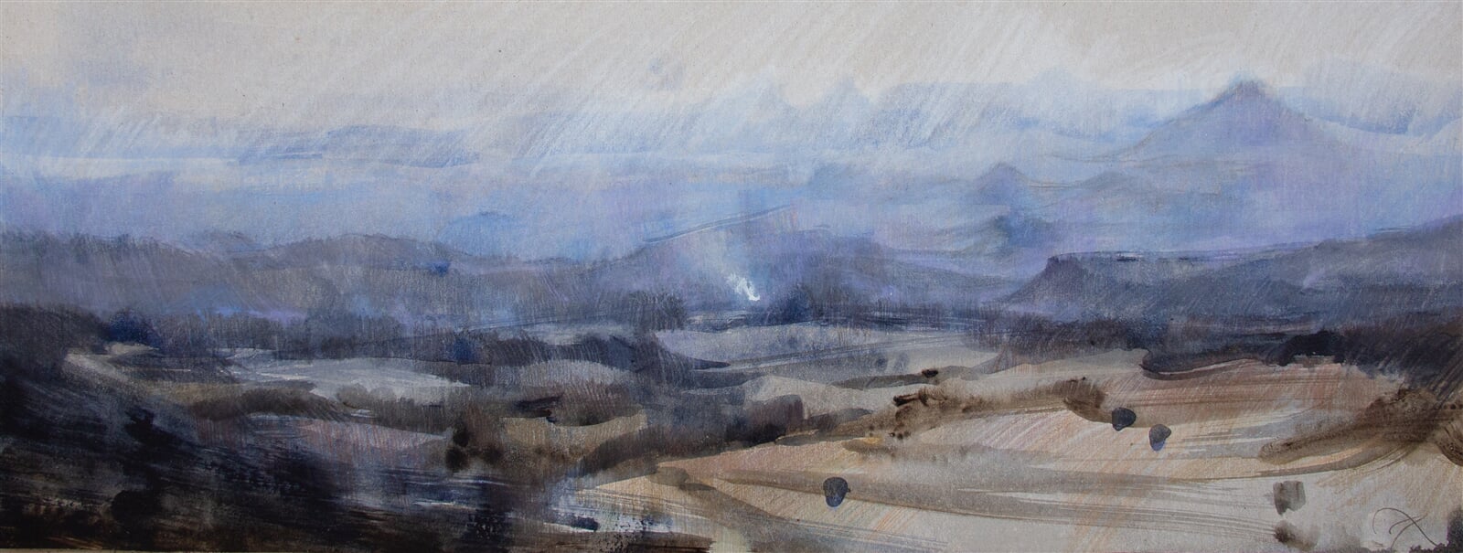 Adéla Topolová: Vzdušná krajina, 21 × 55 cm